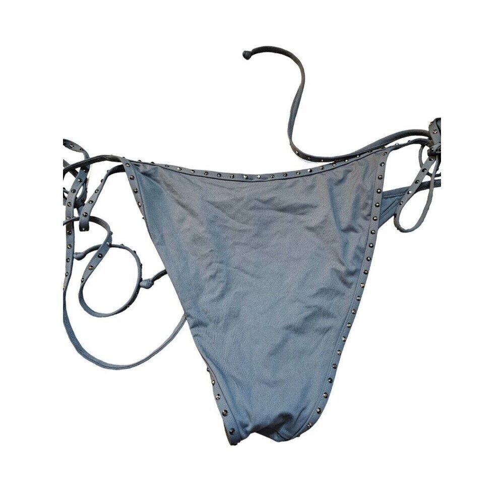 New with Tags SKIMS RHINESTONE SWIM BIKINI TIE BOTTOMS IN GUNMETAL XL - Picture 10 of 12